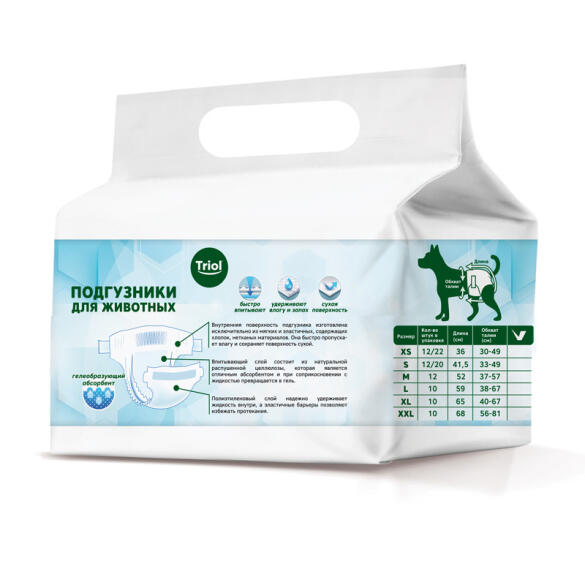 Подгузники Triol HYGIENE для собак XS 2-4кг, 1шт.