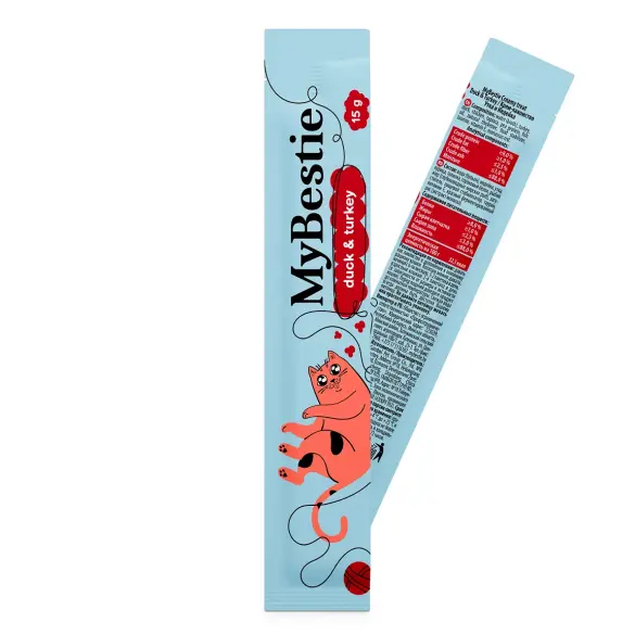 5*15г Крем-лакомство MyBestie для кошек Утка и Индейка