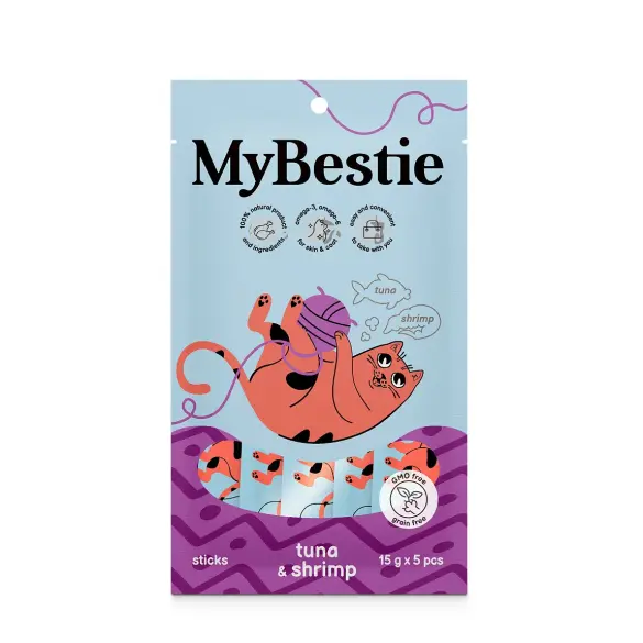 5*15г Крем-лакомство MyBestie для кошек Тунец и Креветки