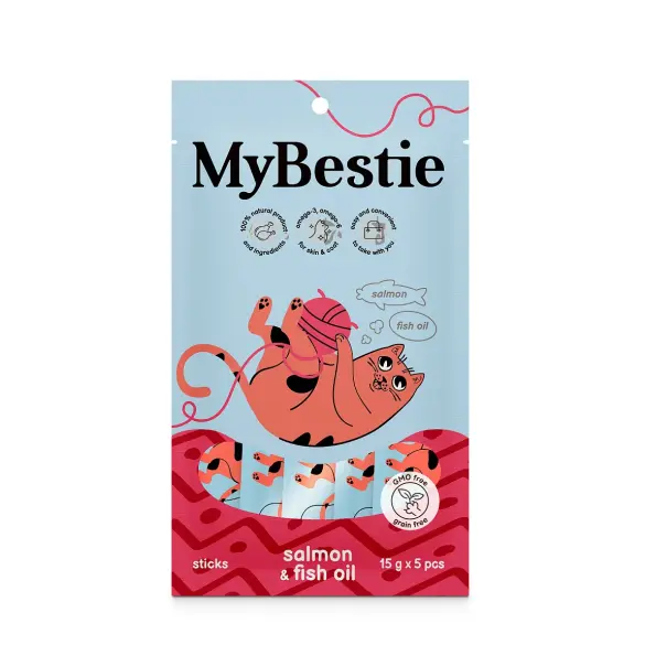 5*15г Крем-лакомство MyBestie для кошек Лосось и Рыбий жир