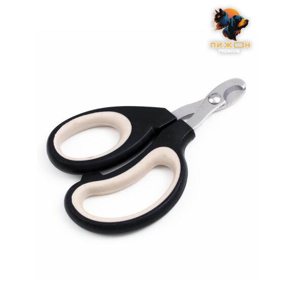 Ножницы-когтерезы Пижон Premium с эргономичной ручкой, чёрно-бежевые