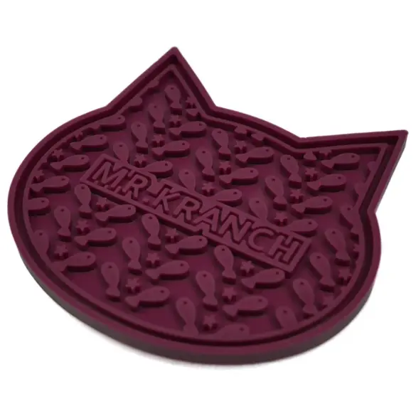 Лизательный коврик Mr.Kranch для медленного поедания силиконовый 12*12см бордовый на присосках
