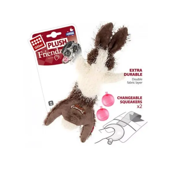 Игрушка Gigwi "Шкурка зайца со сменными пищалками" для собак, 47см