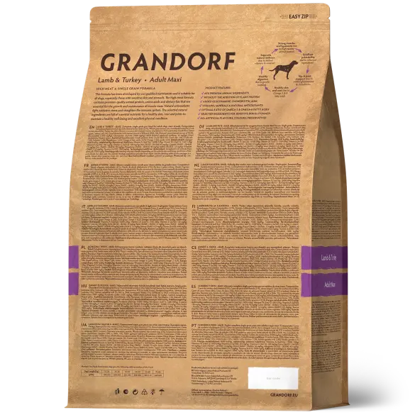Корм в развес GRANDORF DOG Lamb&Turkey MAXI BREEDS низкозерновой для собак крупных пород, Ягнёнок с Индейкой, 1кг
