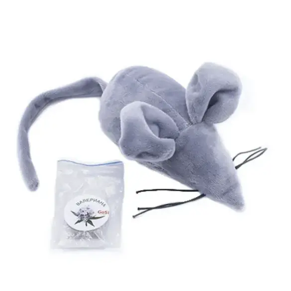 Игрушка GoSi для кошек "Крыса Таня" с валерианой 15см