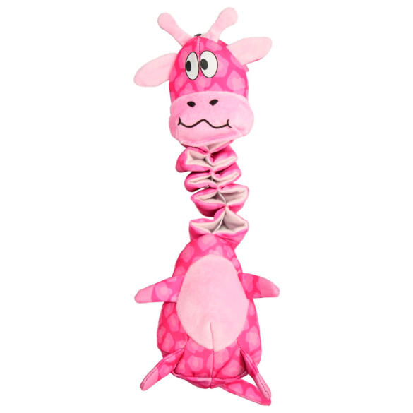Игрушка Mr.Kranch Жираф с карманами под лакомство для собак, 36см, розовая