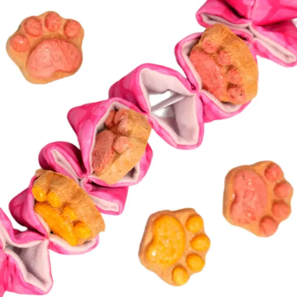 Игрушка Mr.Kranch Жираф с карманами под лакомство для собак, 36см, розовая