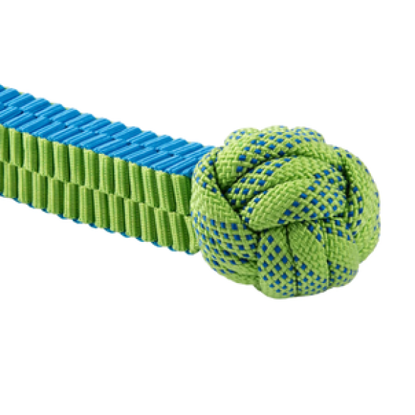 Игрушка Mr.Kranch Плетеный жгут с  резиновым мячом для собак 13см, зеленая