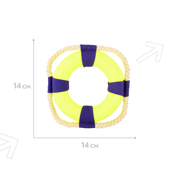 Игрушка Mr.Kranch для собак Кольцо с канатом 14см неоновая желтая