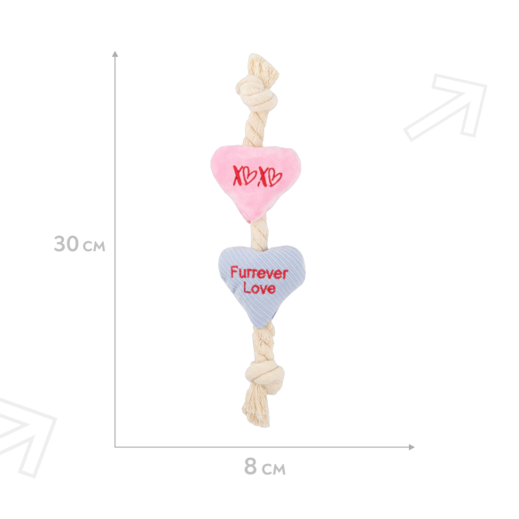Игрушка Mr.Kranch для собак канат с сердечками 30*8см розовая