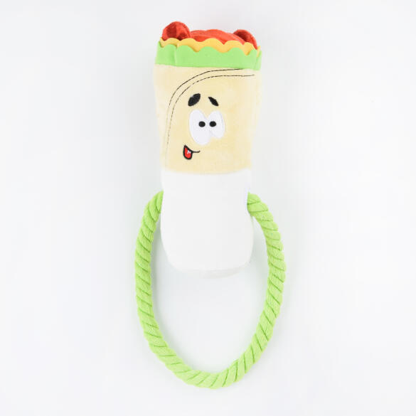 Игрушка Mr.Kranch для собак "Шаурма" плюшевая с канатиком и пищалкой, 21см