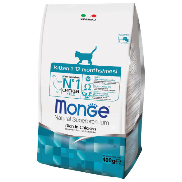 1+1 0,4кг Корм Monge Kitten Natural Superpremium Rich in Chicken для котят с Курицей