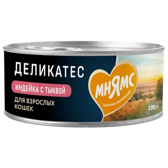 100г Влажный корм Мнямс Delicatesse "Паштет по-оксфордски" для взрослых кошек с Индейкой и Тыквой