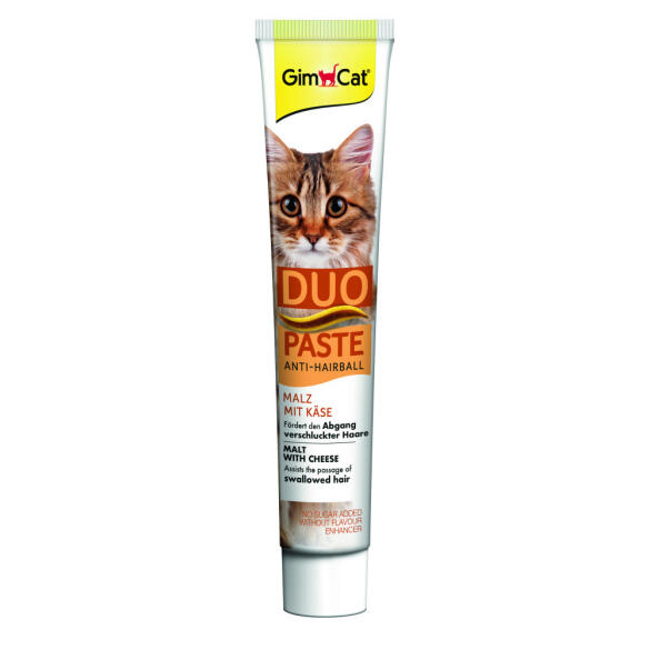 Паста GIMCAT ANTIHAIRBALL DUO-PASTE 50гр для кошек с эффектом выведения шерсти сыр + солод