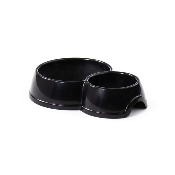 Миска двойная Полесье для кошек и собак Чёрная 24,6*17,9см, 0,6л