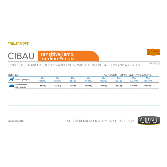Корм в развес Farmina Cibau Sensitive Lamb MEDIUM / MAXI для взрослых собак средних и крупных пород с чувствительным пищеварением с Ягнёнком и рисом, 1кг