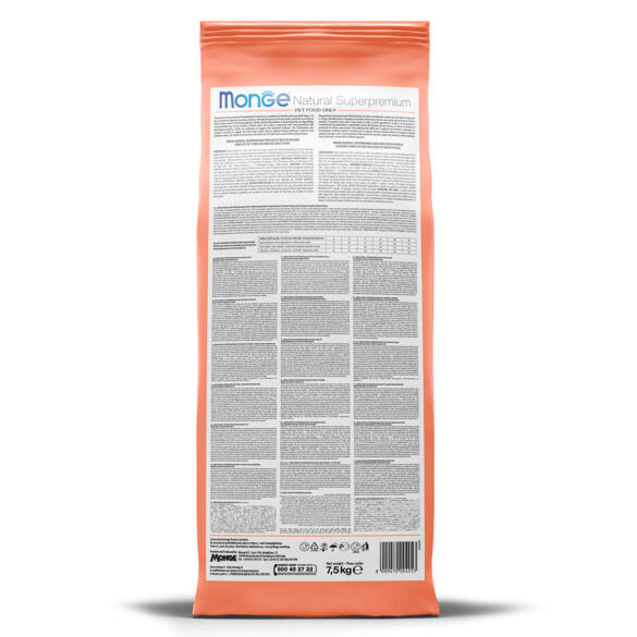 7,5кг Корм Monge Puppy&Junior Mini SP Monoprotein Salmon/Rice для щенков мелких пород с 2 месяцев с Лососем и рисом