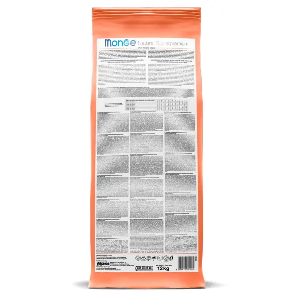 12кг Корм Monge Puppy&Junior SP Monoprotein Salmon/Rice для щенков всех пород с Лососем и рисом