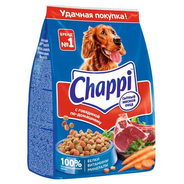 600гр Корм CHAPPI для взрослых собак с Говядиной по-домашнему