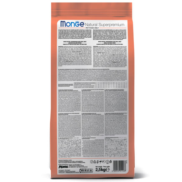 2,5кг Корм Monge Dog SP Monoprotein Mini Adult Salmon/Rice для взрослых собак мелких пород с Лососем и рисом