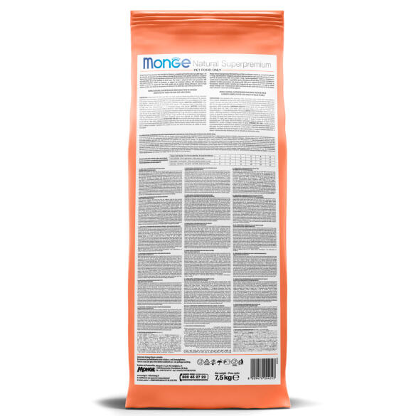 7,5кг Корм Monge Dog SP Monoprotein Mini Adult Salmon/Rice для взрослых собак мелких пород с Лососем и рисом