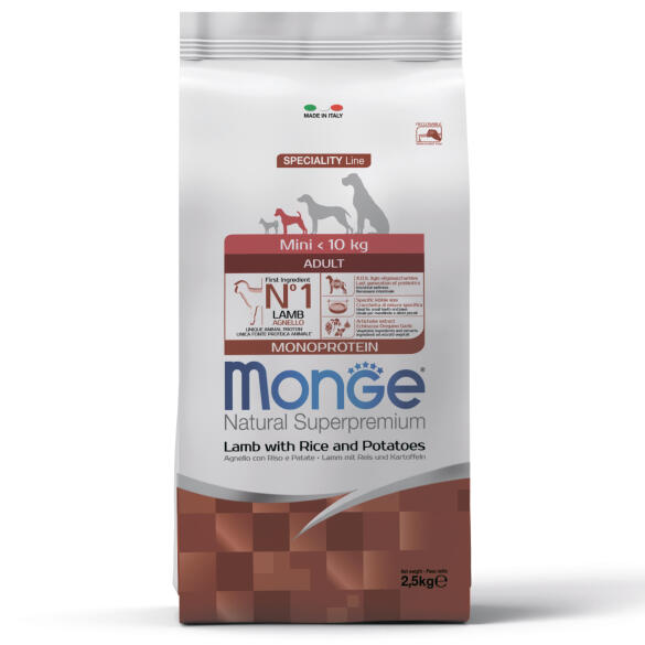 2,5кг Корм Monge Dog SP Monoprotein Mini Adult Lamb/Rice для взрослых собак мелких пород c Ягненком и рисом