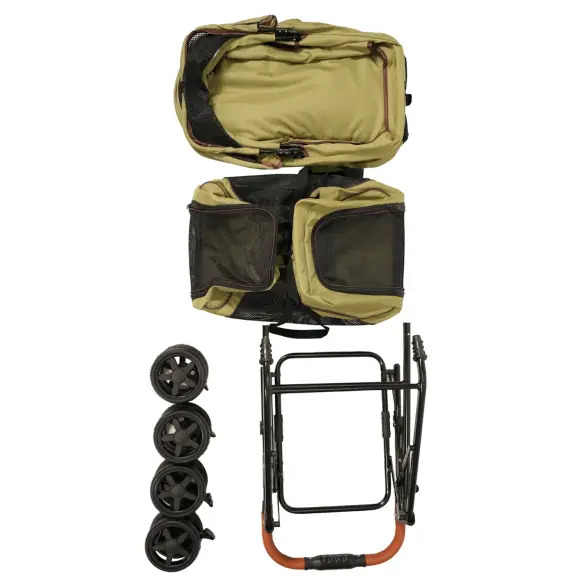 Коляска прогулочная Mr.Kranch двойная повышенной проходимости для собак и кошек 10+10кг, Оливковая