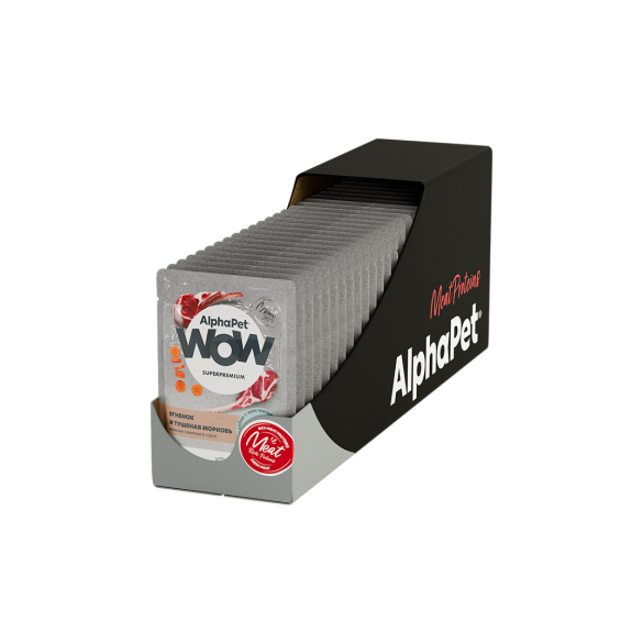 80гр Корм влажный AlphaPet для собак с чувствительным пищеварением Ягненок и Тушеная морковь в соусе