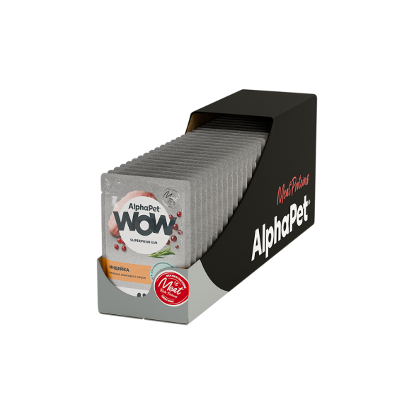 85г Влажный корм AlphaPet WOW для стерилизованных кошек с Индейкой нежные ломтики в соусе