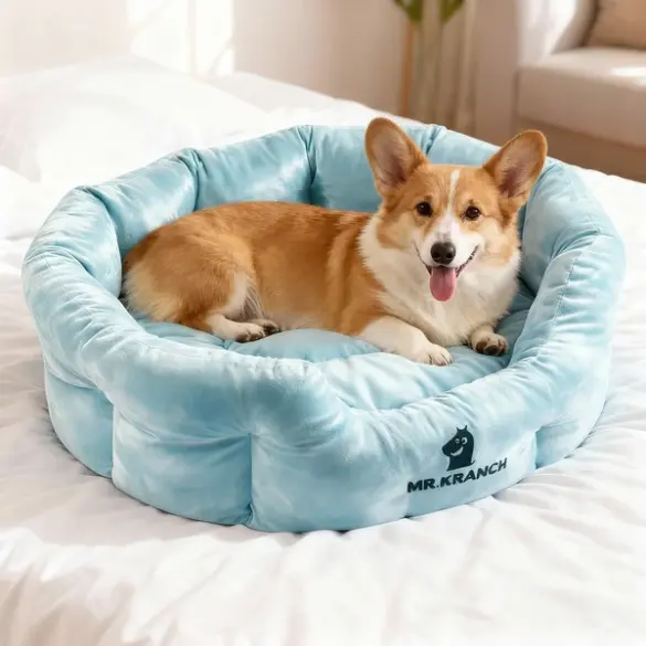 Лежанка Mr.Kranch для собак круглая Голубая 60*50*21см