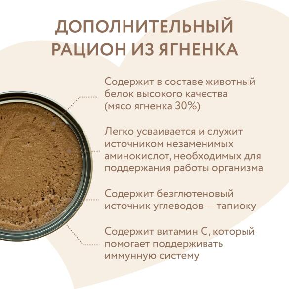 80г Влажный дополнительный корм Мнямс для собак и щенков старше 6 месяцев Мусс из Ягнёнка