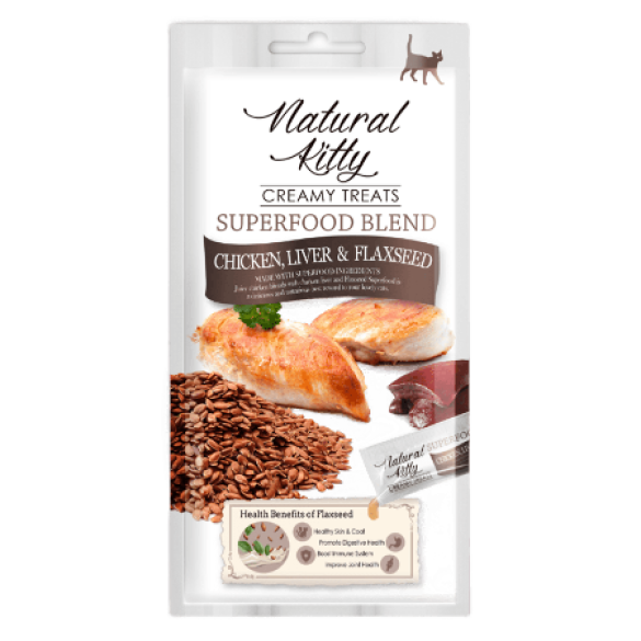 4*12г Лакомство Pettric Natural Kitty крем-суп для кошек Курица, куриная Печень и семя Льна