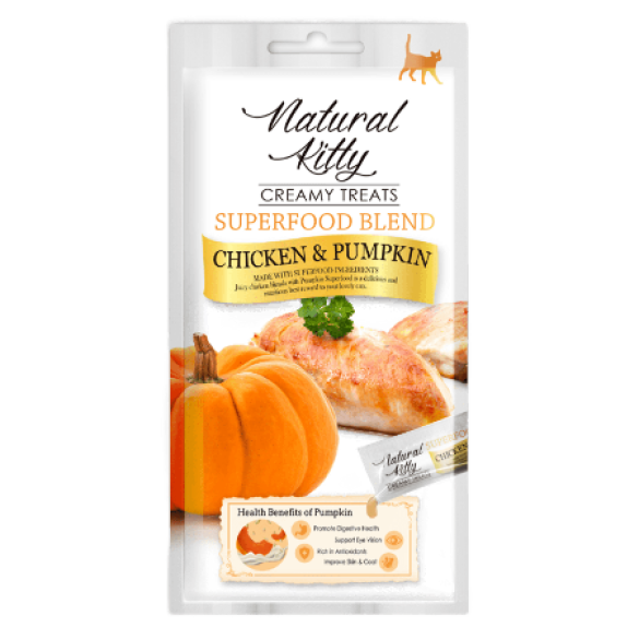 4*12г Лакомство Pettric Natural Kitty крем-суп для кошек Курица и Тыква