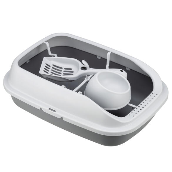 Лоток IDEA "ПЕРВЫЙ" для кошек с высоким бортом, совком и миской Смоки, 41*29см