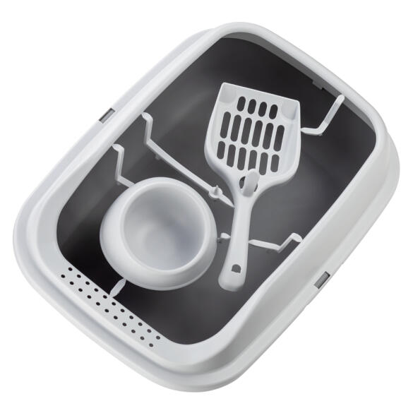 Лоток IDEA "ПЕРВЫЙ" для кошек с высоким бортом, совком и миской Смоки, 41*29см