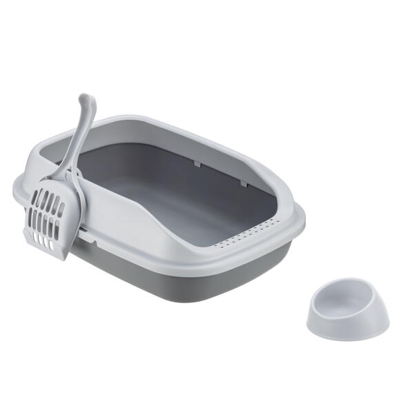 Лоток IDEA "ПЕРВЫЙ" для кошек с высоким бортом, совком и миской Смоки, 41*29см