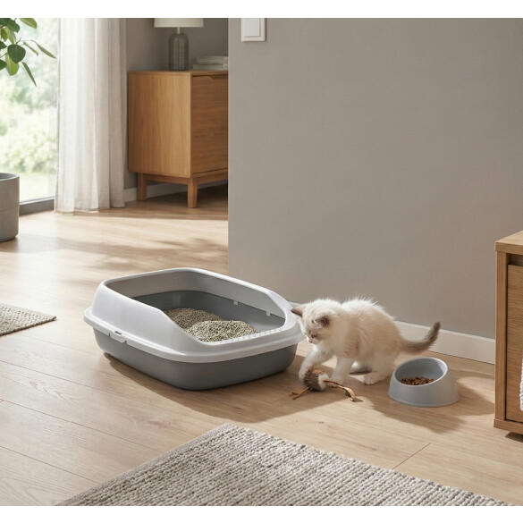 Лоток IDEA "ПЕРВЫЙ" для кошек с высоким бортом, совком и миской Смоки, 41*29см
