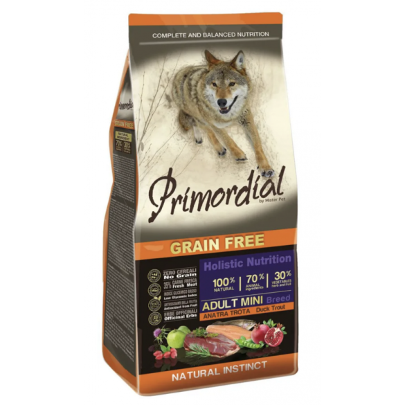 6кг Корм Primordial Dog Adult Mini Trout & Duck беззерновой для взрослых собак мелких пород с Форелью и уткой