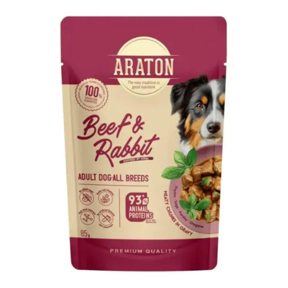 85г Влажный корм Nature's Protection ARATON Adult для собак всех пород с Говядиной и Кроликом кусочки в соусе
