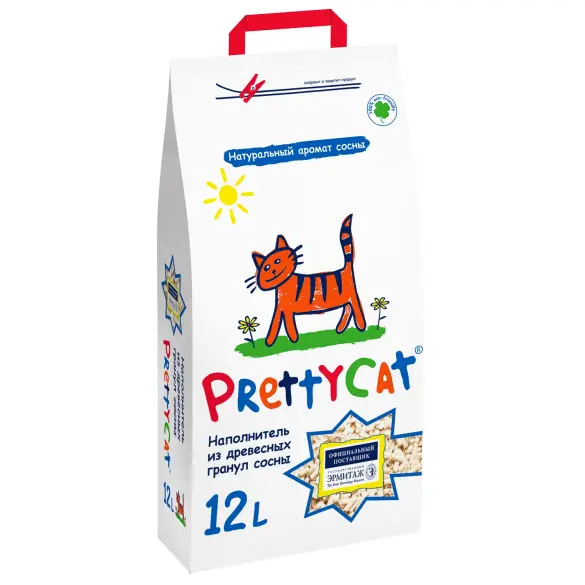 Наполнитель PrettyCat впитывающий древесный "Wood Granules", 10кг