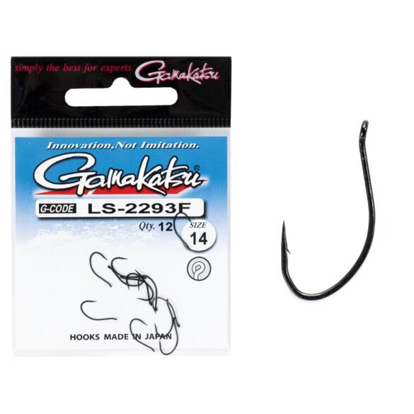 Крючки Gamakatsu NEW LABEL EYED HOOKS BLACK LS-2293F №14, 12шт