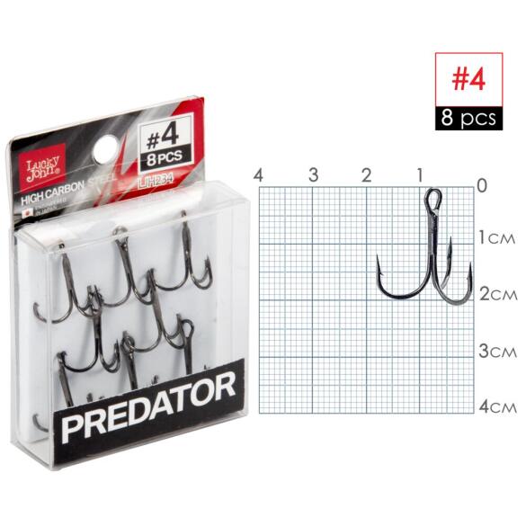 Крючки-тройники Lucky John PREDATOR серия LJH234 004, 8шт