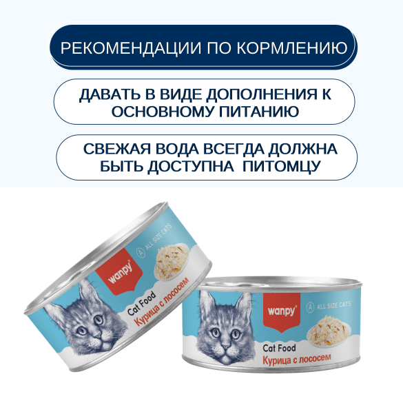 95г Консервы Wanpy Cat для кошек Курица с Лососем