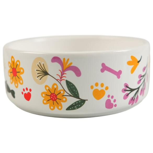 Миска керамическая Mr.Kranch для собак Цветы Прованса Розовая, 420мл