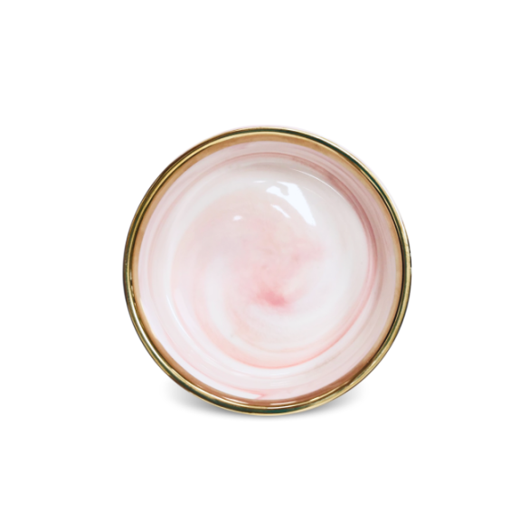 Миска керамическая Red Bow для животных на подставке Розовая мрамор/золото, 400мл