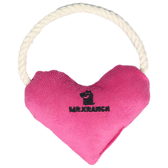 Игрушка Mr.Kranch для собак мелких и средних пород Сердечко с канатом и пищалкой Розовое, 15*12*4см