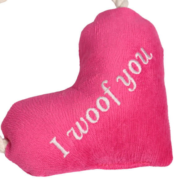 Игрушка Mr.Kranch для собак мелких и средних пород Сердечко с канатом и пищалкой Розовое, 15*12*4см