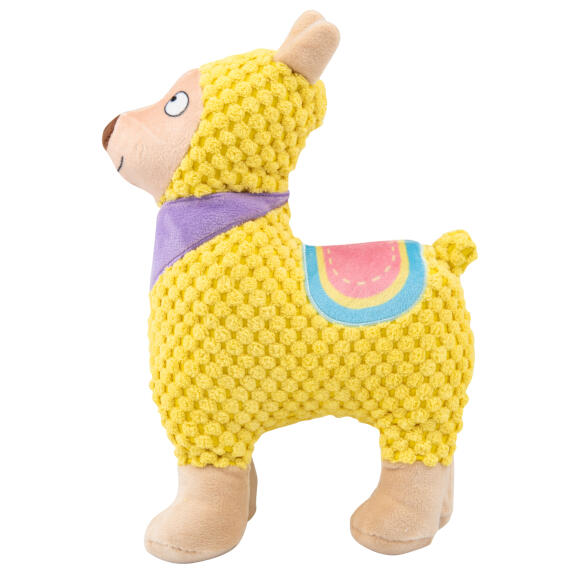 Игрушка Mr.Kranch для собак плюшевая Лама с пищалкой Жёлтая, 20см