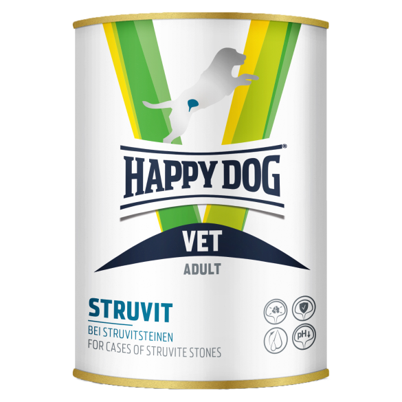 400г Консервы Happy Dog VET Struvit Adult Ветеринарная диета для взрослых собак для растворения струвитных уролитов с Курицей и свининой