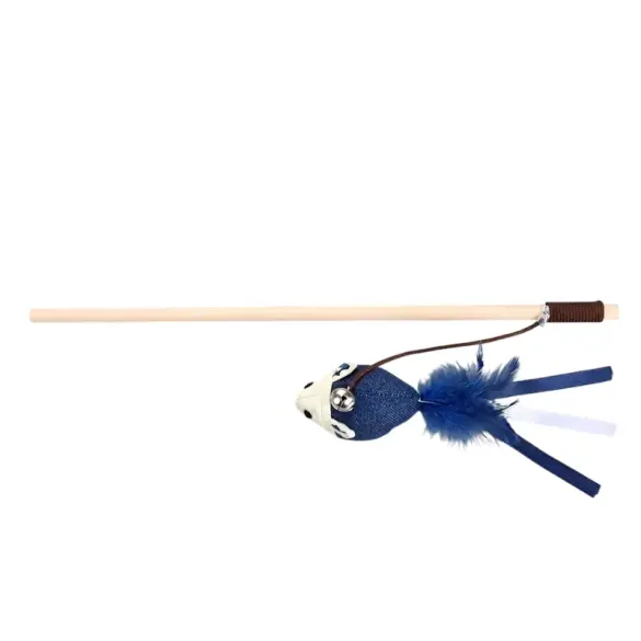 Игрушка Red Bow для кошек "Дразнилка с мышкой" Синяя, 8*40см